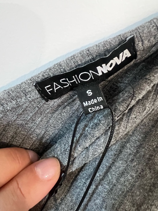 Fashion Nova Gray Ribbed V-Neck Slip Dress - Picture 5 of 6